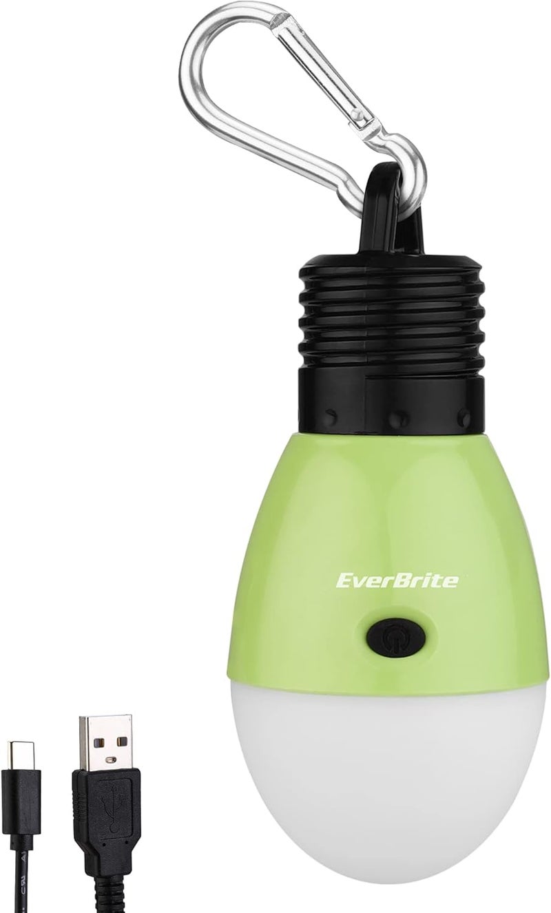 Ever Brite Rechargeable Camping Light,Portable Tent Lantern,3 Lighting Modes, Hanging Tent Light Bulbs with Clip Hook for Hiking, Fishing, Backpacking, Emergency and More-Green - Image 1